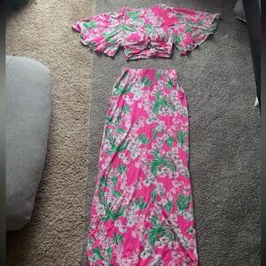 Lilly Pulitzer Roxie Pink Worth A Look Maxi 2-piece set